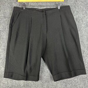 Elie Tahari Shorts Womens 16 Black Bermuda Pleated Front Pockets High Waist